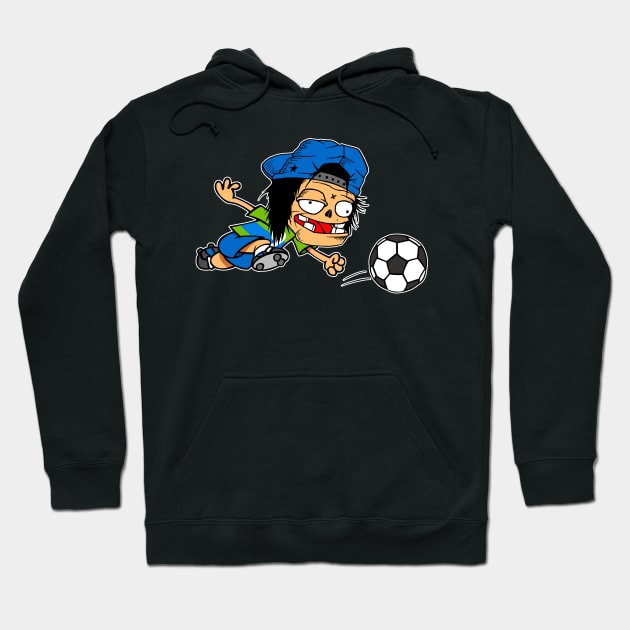 funny soccer Hoodie by antonimus